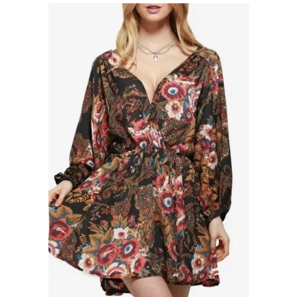 Free people high planes, balloon sleeve, mini dress